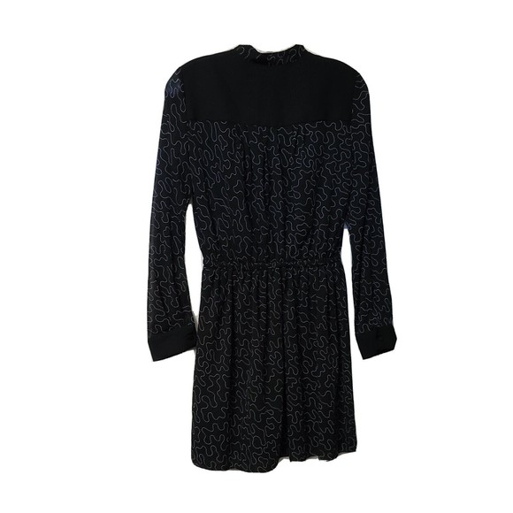 Club Monaco Women's Sheer Panel Long Sleeve Knee Length Shift Dress Black SZ 00 - Picture 2 of 8